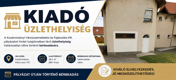 Kiadó üzlethelység